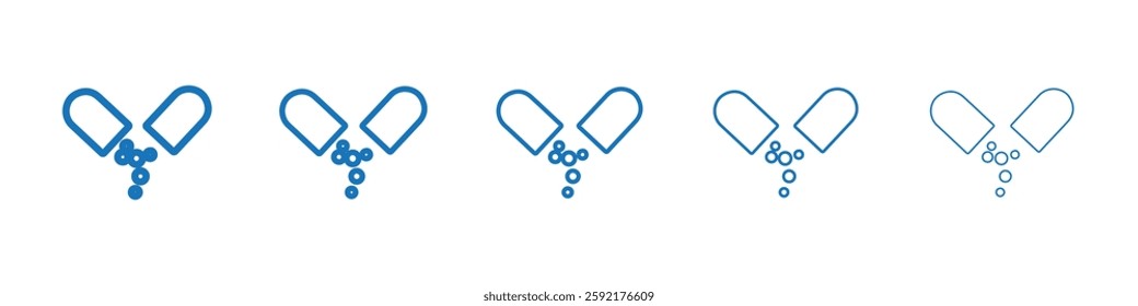 Open capsule pill icon Symbol collection thin outline set
