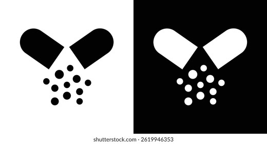 Open Capsule Pill icon vector, solid logo illustration, pictogram
