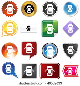 Open Car Door Alert Icon Set Isolated On A White Background.