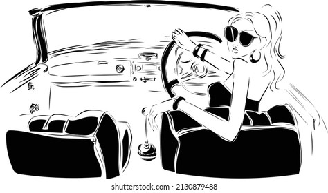 open car drive black cool girl