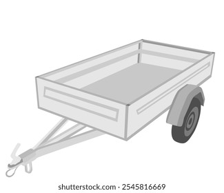 Open car trailer vector illustration isolated on white background. Trailer for passenger cars. Shipping cargo method by road transportation.