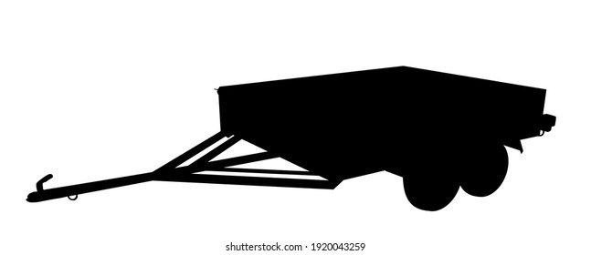 Open car trailer vector silhouette illustration isolated on white background. Trailer for passenger cars. Shipping cargo method by road transportation. Shape cart shadow.