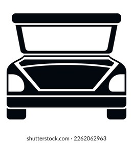 Abrir el vector simple del icono del maletero del coche. Equipaje de la puerta. Bolsa lateral