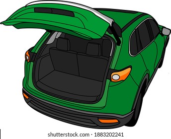 Open car trunk vector cartoon illustration