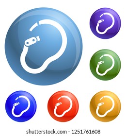 Open carabine icons set vector 6 color isolated on white background