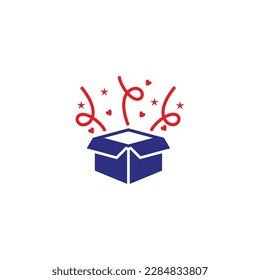 open carboard happy unboxing symbol vector  