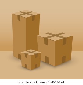 Open card board brown box set