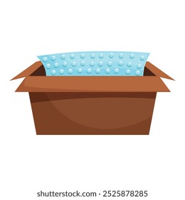 Open cardboard box with bubble wrap inside, ensuring safe transportation and protection during shipping