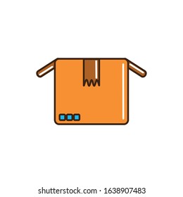open cardboard box cargo delivery vector illustration line and fill