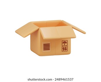 open cardboard box delivery icon 3d rendering vector illustration