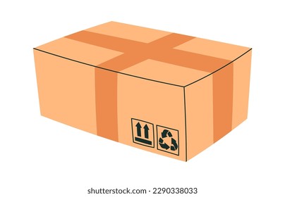 Abrir caja de cartón icono plano conocimiento de embarque. Ilustración del vector