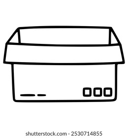 open cardboard box hand drawn doodle outline icon