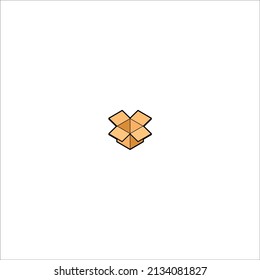 Open Cardboard box icon 3D isometric outline icon vector.