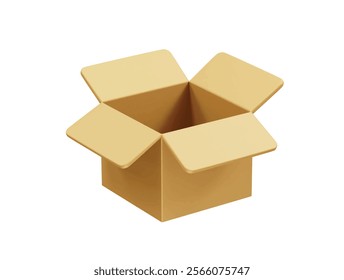 open cardboard box icon 3d rendering vector illustration. Empty box icon 3d vector illustration. 