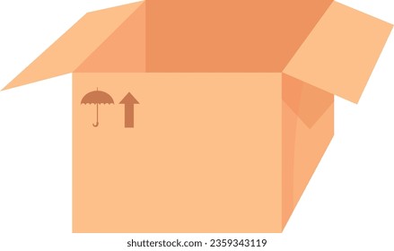 Open cardboard box icon. Empty parcel symbol isolated on white background
