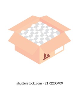 icono de caja de cartón abierto isométrico plano