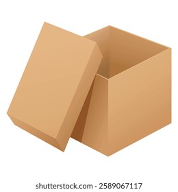 Open cardboard box icon. Isometric of open cardboard box vector icon for web design, Cardboard box icon. Isometric of cardboard box icon for web design isolated on white background