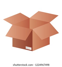 open cardboard box isolated icon