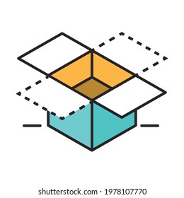 open cardboard box isolated style