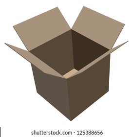 Open cardboard box for mailing. Vector illustration.