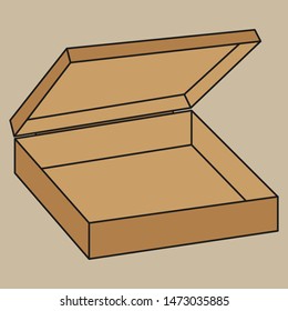 Open cardboard box on a beige background