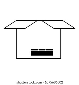 Open cardboard box on black and white