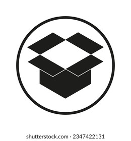 Open cardboard box on circle icon. Vector illustration. EPS 10.