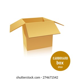 The open cardboard box on a white background. Vector illustration