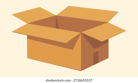 Open cardboard box package delivery flat color vector illustration template design
