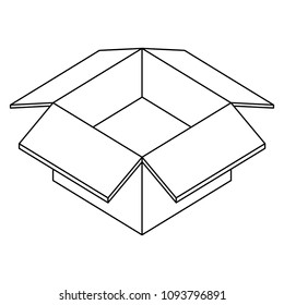 open cardboard box package isometric