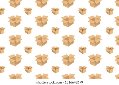 Open cardboard box pattern background - Vector illustration.