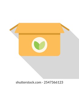 Open cardboard box presenting eco friendly product for shipping and delivery service