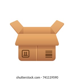 Open Cardboard Box -  of the Realistic Icons Collection . A professional, realistic, pixel aligned icon.