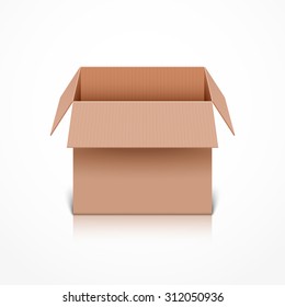 Open Cardboard Box. Realistic Vector Illustration