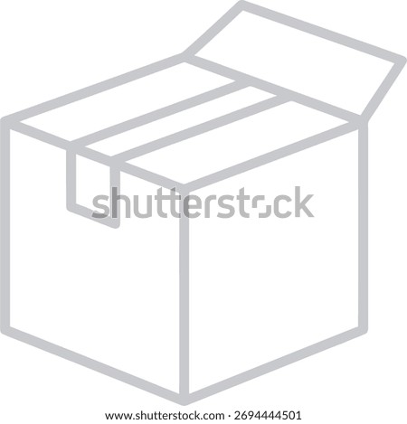 An open cardboard box is shown with its top flaps slightly ajar.