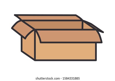open cardboard box storage package icon on white background vector illustration