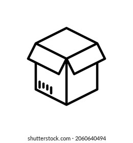 Open cardboard box thin line icon. Packaging for delivery service. Modern vector illustration.