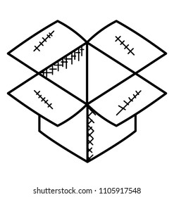
An open cardboard box used in packaging and delivery online ordered items

