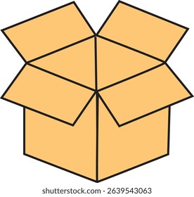 Open Cardboard Box Vector Icon for Shipping, Delivery, Unpacking, Packaging, Storage, and Logistic Service Design Element