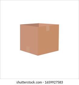 Open cardboard box vector illustration isolated on white background 