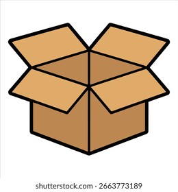 Open Cardboard Box Vector Illustration for Packaging and Shipping