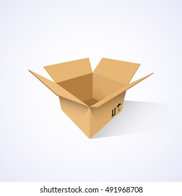 Open cardboard box, vector illustration, isolated