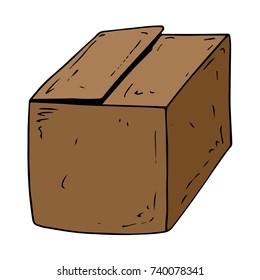 Open cardboard box. Vector illustration.