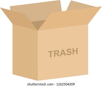Open cardboard box vector for trash or simplifying concept