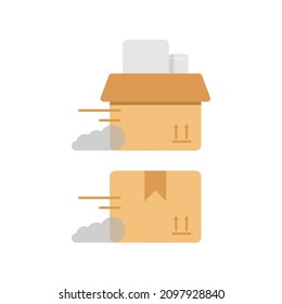 Open cardboard icon in flat style. Shipping box vector illustration on isolated background. Container sign business concept.