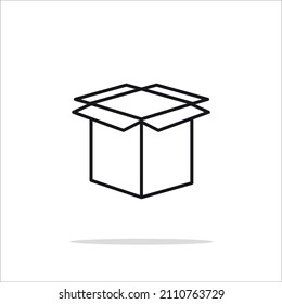 open cardboard icon, web and mobile, vector graphics, linear pattern on a white background, eps 10.