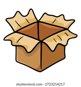 Abrir caixa de pacote de papelão design de modelo de ilustração de vetor de cor plana