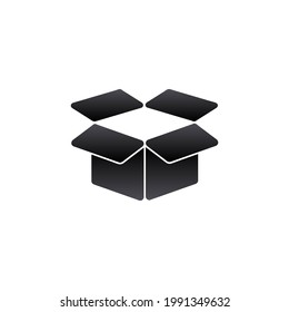 Open cardboard package box icon. Flat design style. Vector illustration