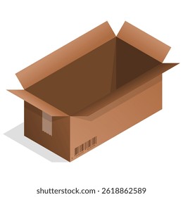 An open cardboard package on a transparent background