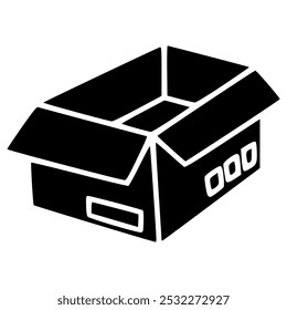 open cardboard parcel box doodle glyph icon